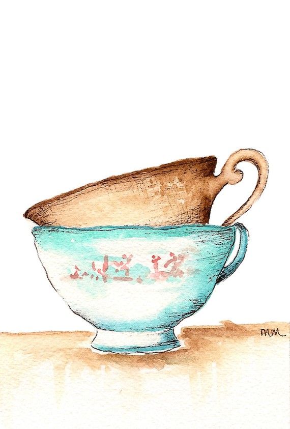 570x843 Watercolor Teacups Drawing Teacup, Watercolor And Teas