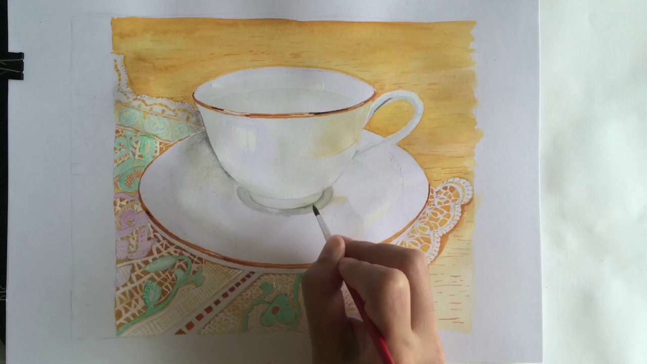 1280x720 How To Draw A Tea Cup In Watercolor. Relax Music.