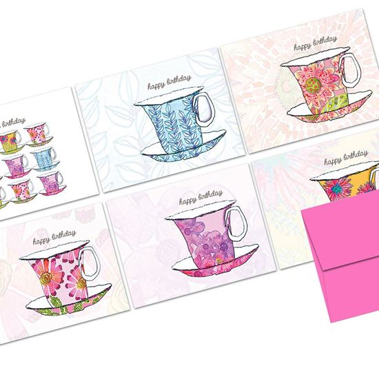 550x550 Note Card Watercolor Teacups