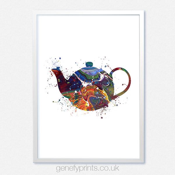 600x600 Teapot Watercolor Art Print