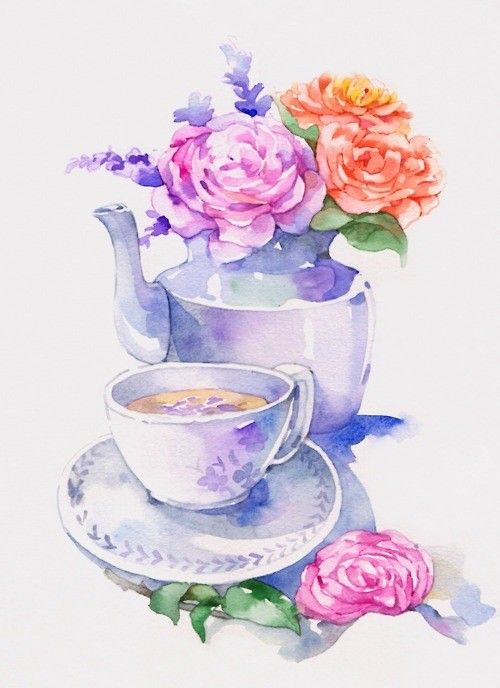 500x688 Watercolor Teapot And Teacup Branding In 2018