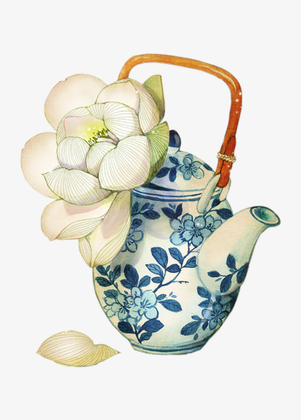 600x837 Hand Painted Blue And White Porcelain Watercolor Teapot