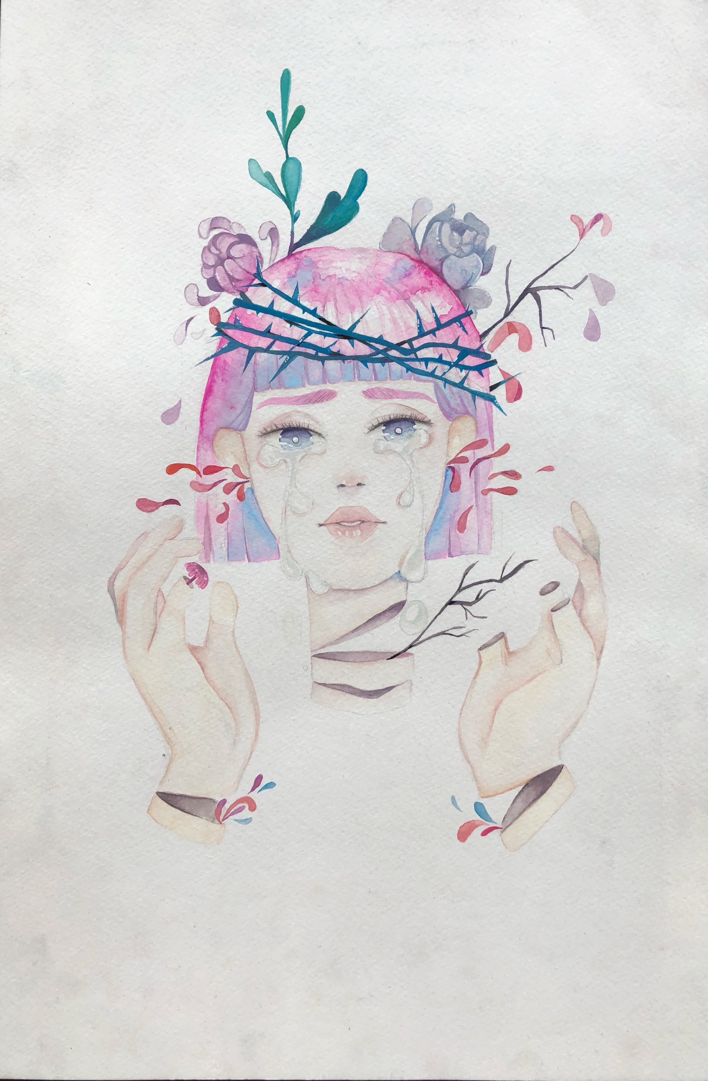 2487x3793 Tears Watercolor And Gouache On Cold Pressed Paper 12x18