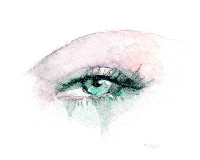 642x514 Eye Watercolor Print Crying Abstract Modern Art Handmade Etsy