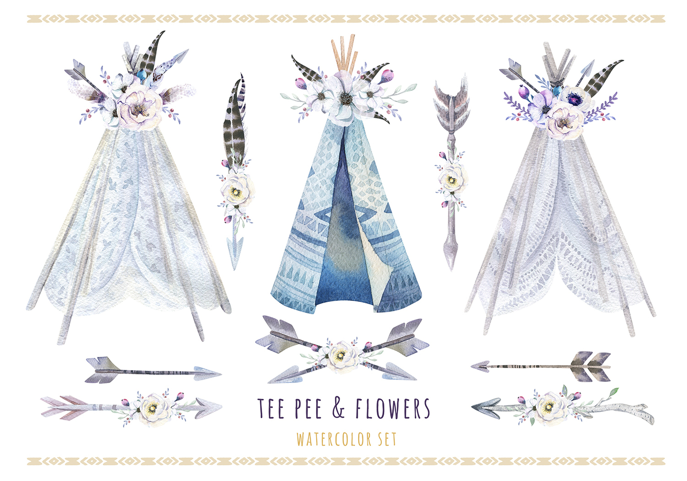 1400x980 Watercolor Bohemian Teepee Amp Pattern By Peace Shop