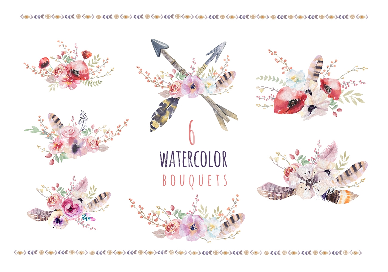1300x910 Watercolor Boho Teepee Amp Bouquets By Peace Shop