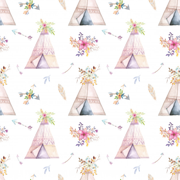 626x626 Watercolor Teepee Pattern Vector Premium Download