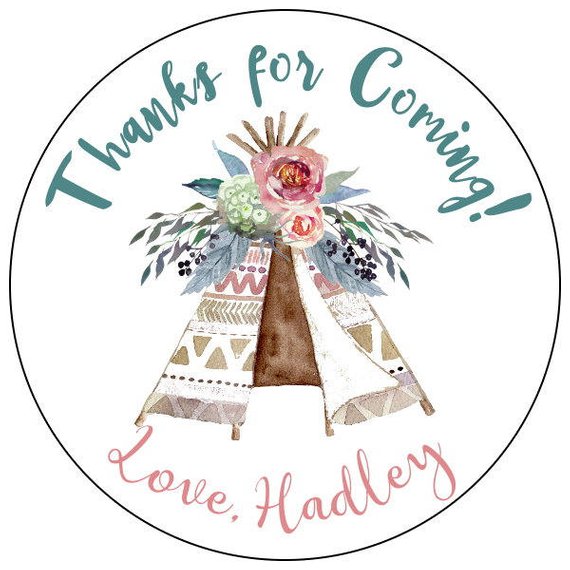 570x570 Boho Teepee Stickers Teepee Birthday Party Stickers Etsy