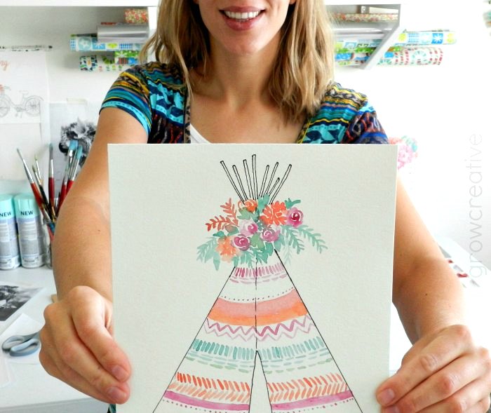 700x589 Elise Engh Studios Boho Watercolor Teepee