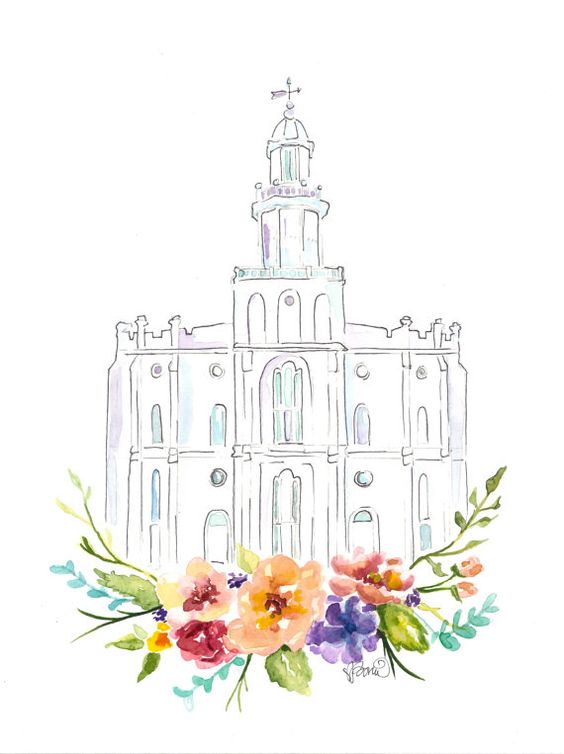 564x754 Lds Temple Watercolor (St. George), St. George Temple Lds, The O