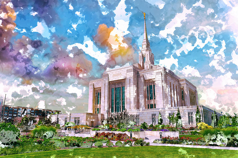 900x600 Ogden Utah Lds Temple Watercolor Digital Art By Elias James