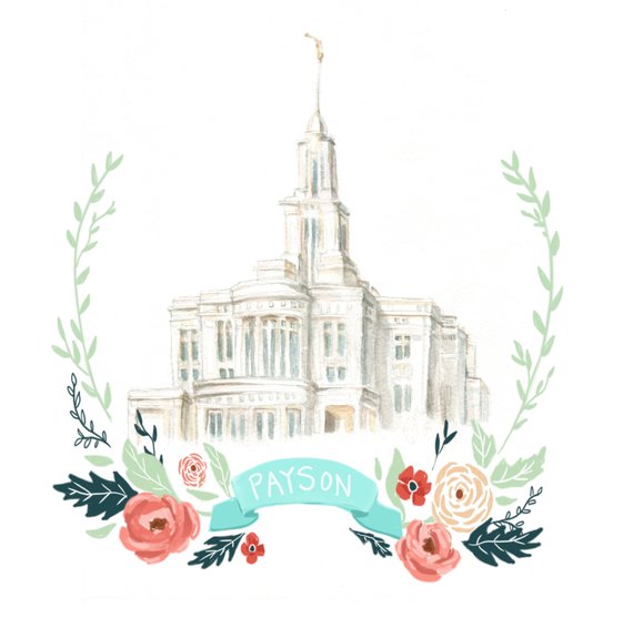 570x566 Payson Watercolor Temple
