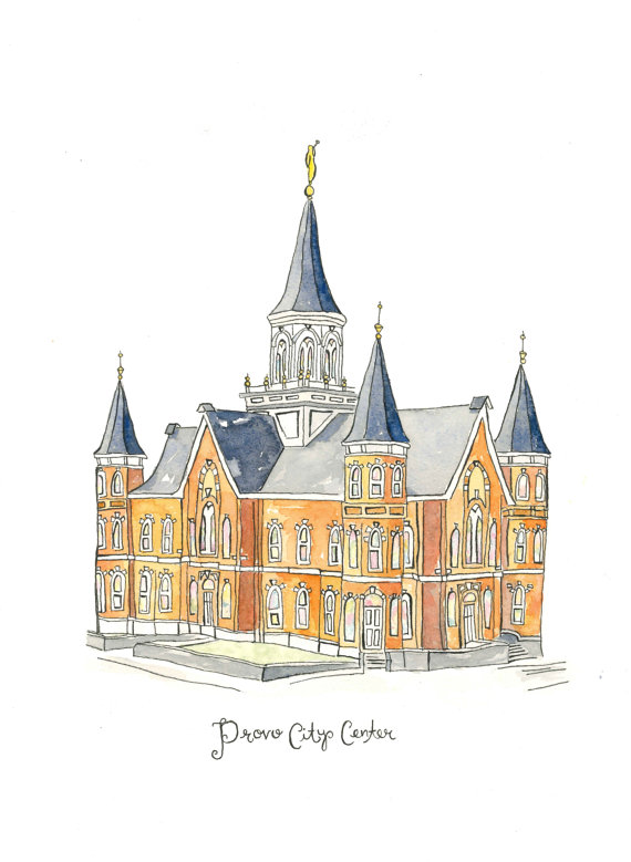 570x779 Provo City Center Temple Watercolor Temple