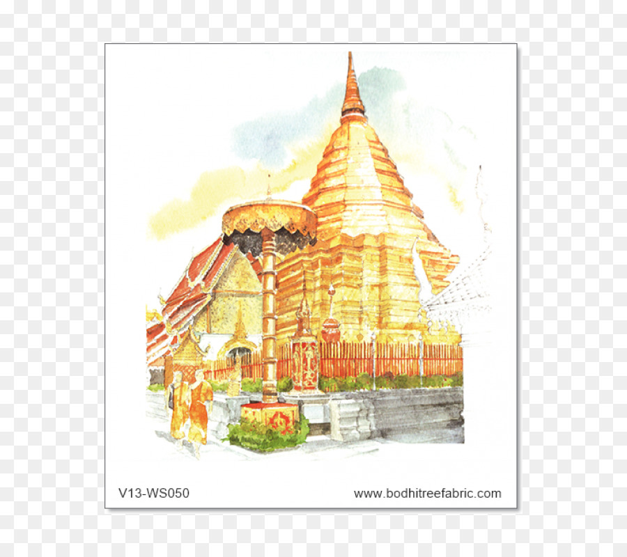 900x800 Temple Watercolor Painting Wat Arun Grand Palace