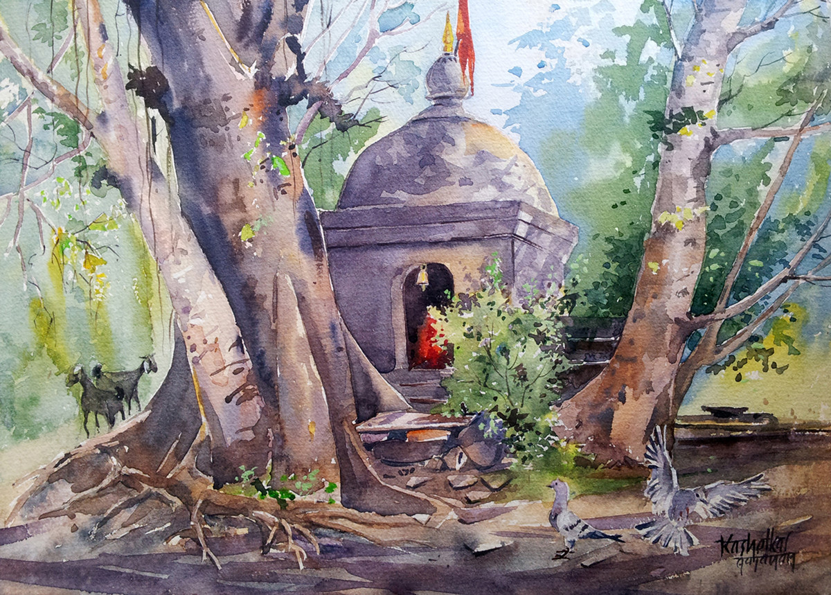 1200x859 Temple By Artist Gajanan Kashalkar , Painting Mojarto 74706