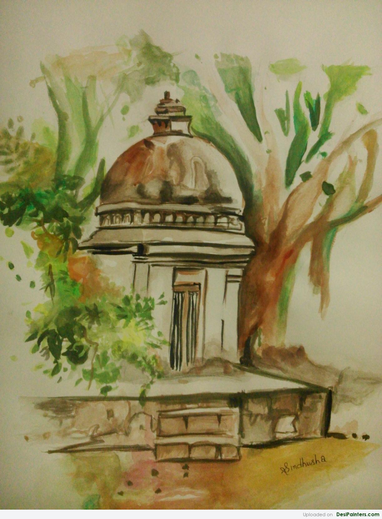 1224x1662 Watercolor Painting Of A Temple