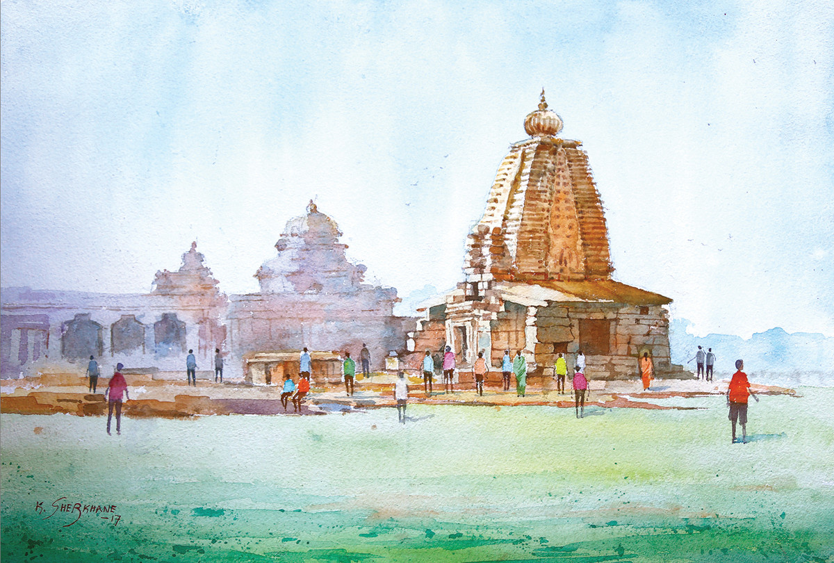 1200x810 Galaganatha Temple, Pattadakal By Artist Kiran Sherkhane