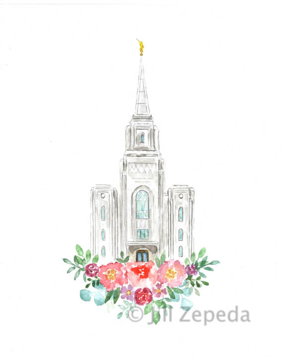 570x730 Lds Temple Watercolor (Brigham City), Brigham City Utah Lds Temple