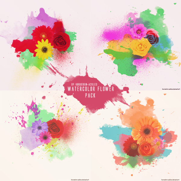 600x600 Watercolor Flowers Texture Pack By Huruekrn Ackles