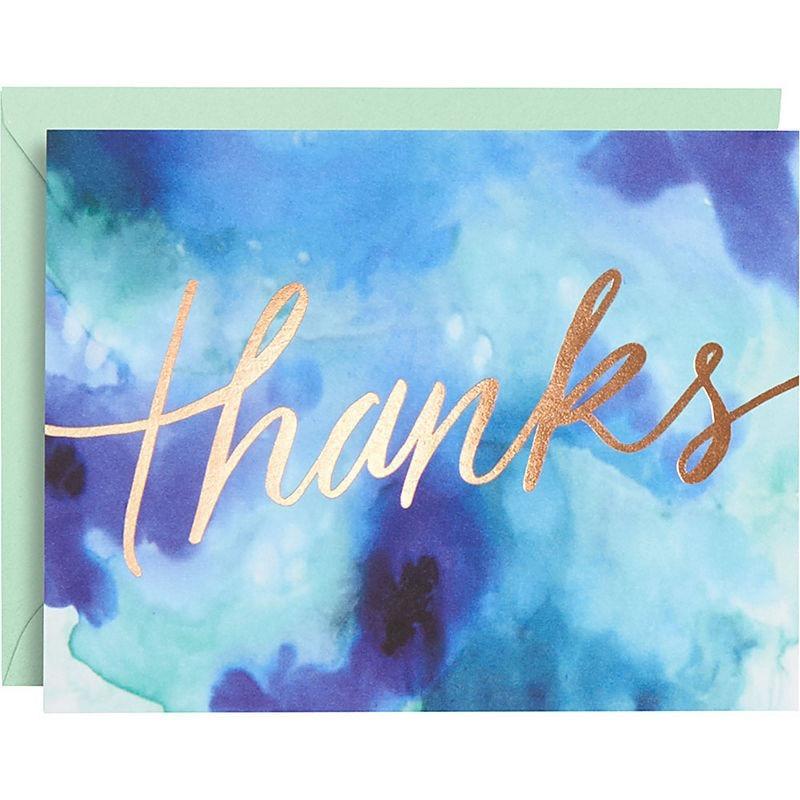 800x800 Gold Foil Blue Watercolor Thank You Notes Invitations And Thank