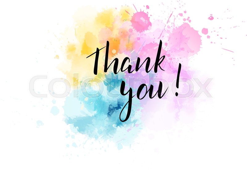 800x559 Thank You Hand Lettering Phrase On Watercolor Imitation Color