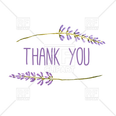 400x400 Watercolor Thank You Greeting Card With Lavender. Vector Image