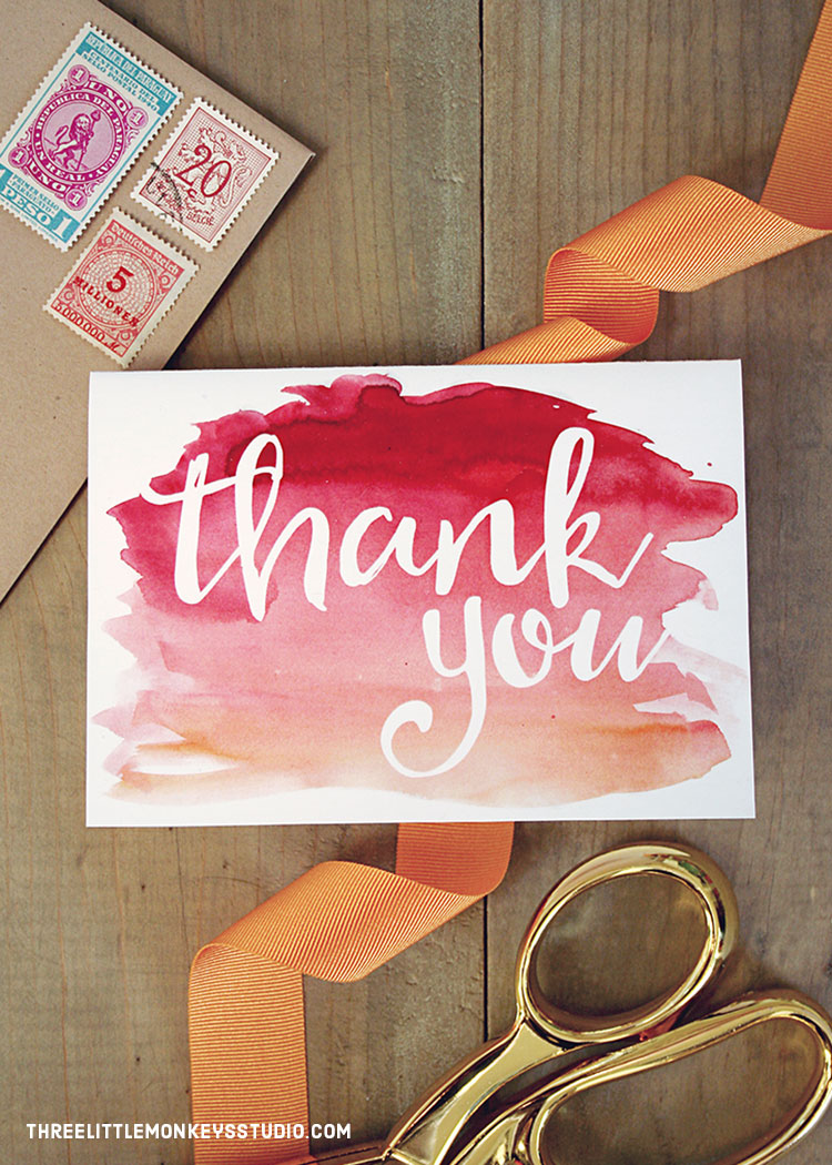 750x1050 Free Watercolor Thank You Cards