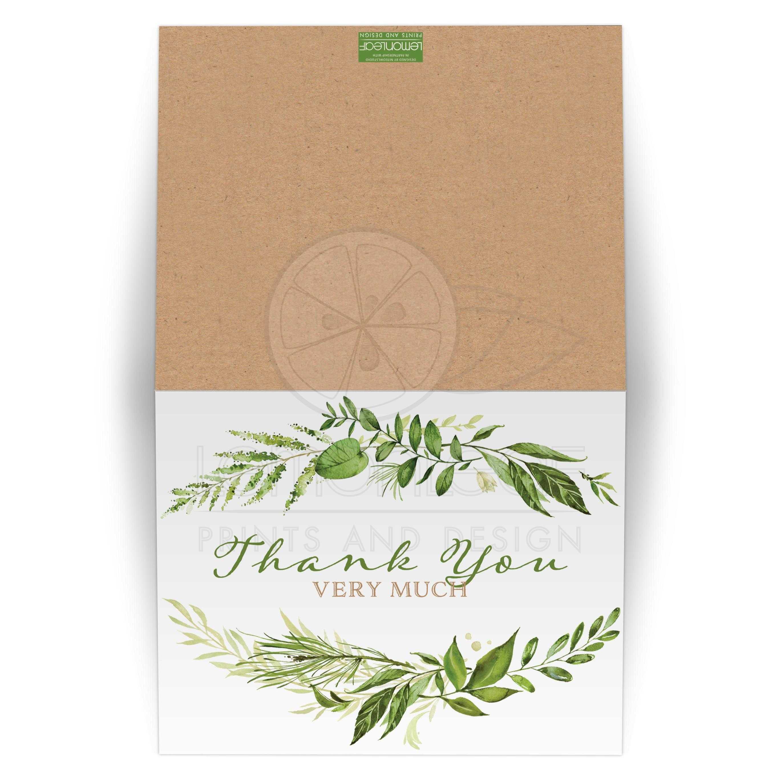 2738x2738 Greenery Foliage Wedding Thank You Card