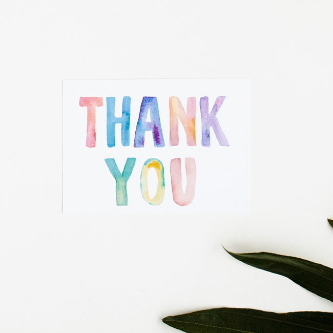650x650 L.o.v.e Watercolour Thank You Card [Pack Of 10]