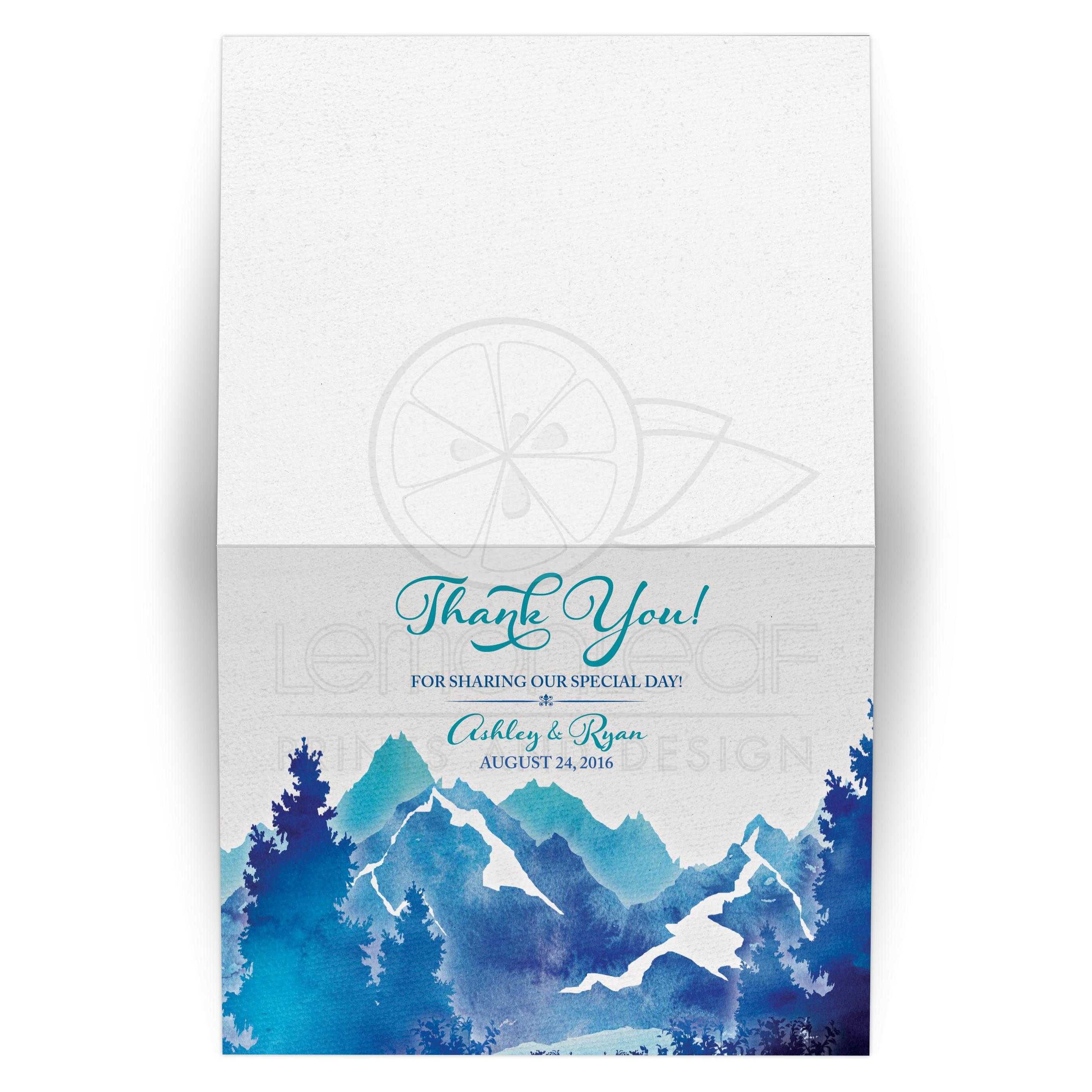 2738x2738 Mountain Wedding Thank You Card Watercolor Royal Blue Turquoise