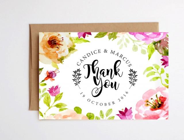 640x488 Thank You Cards Printable. Floral Thank You Cards. Instant
