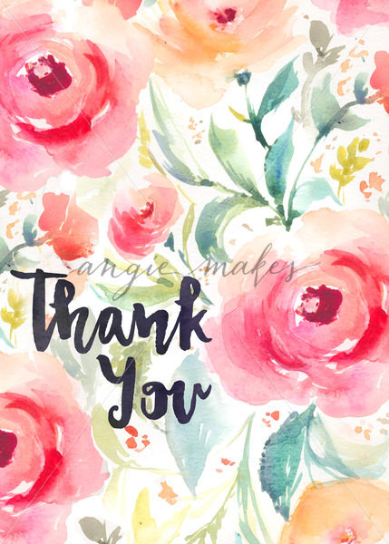 429x600 Watercolor Floral Thank You Card