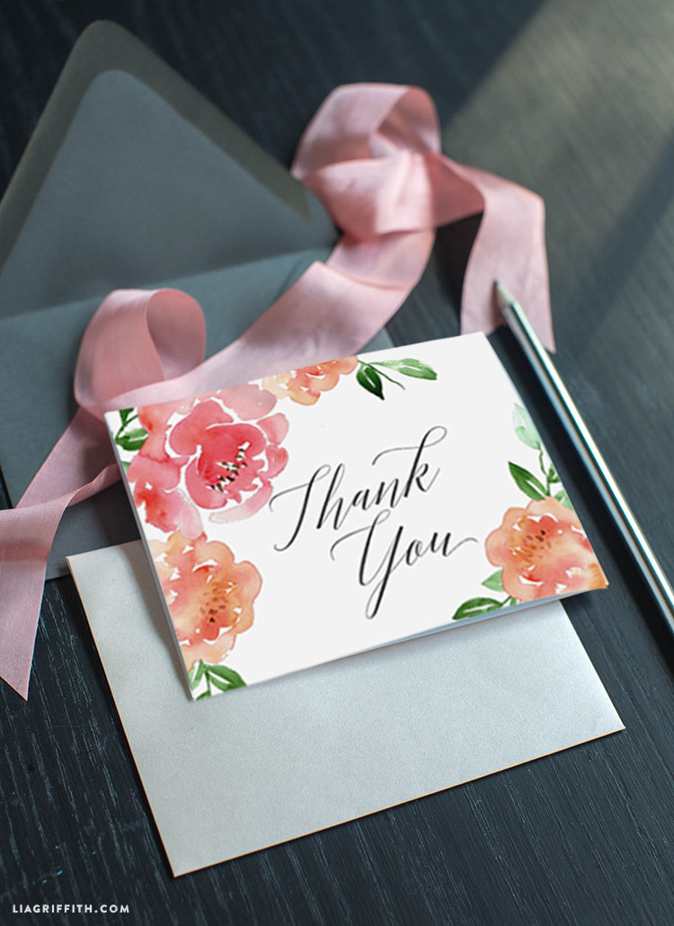 750x1030 Watercolor Peony Thank You Card