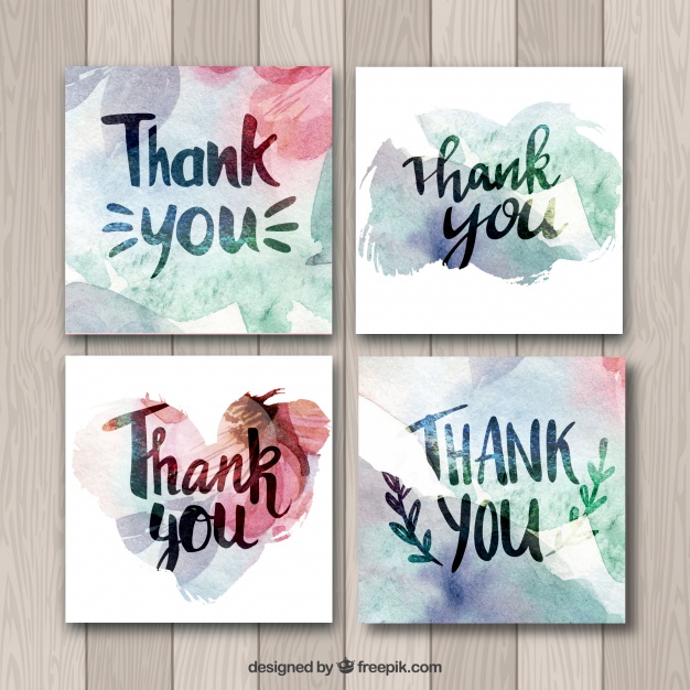 626x626 Watercolor Thank You Cards Collection Vector Free Download