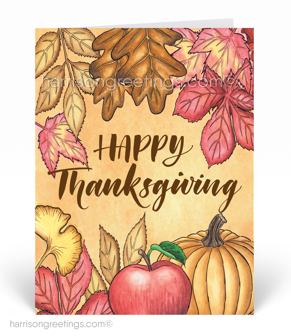 1001x1154 Business Watercolor Thanksgiving Greeting Cards [Tg282] Harrison