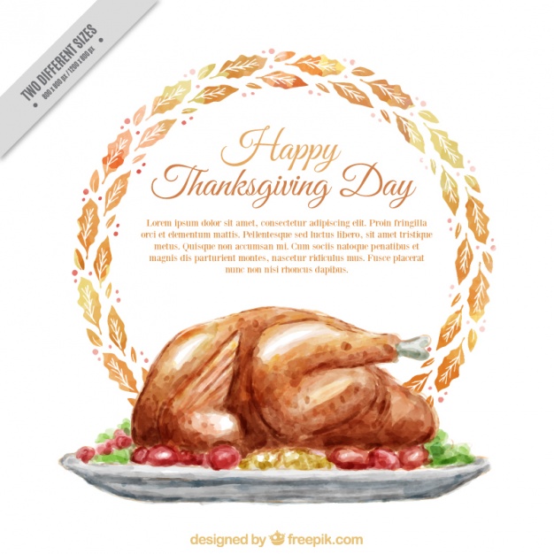 626x626 Watercolor Background Of Dish With Thanksgiving Tasty Turkey