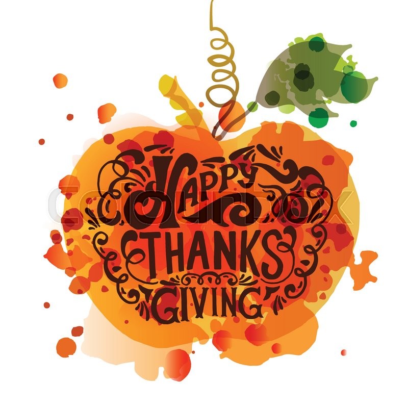 800x800 Watercolor Design Style Happy Thanksgiving Day Logotype, Badge And