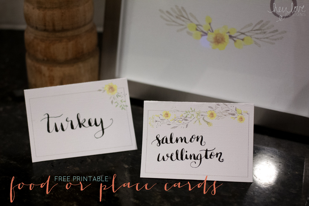 1000x667 Free Floral Watercolor Thanksgiving Food Or Place Cards Printable