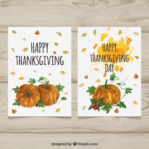 626x626 Pretty Watercolor Pumpkin Thanksgiving Cards Vector Free Download