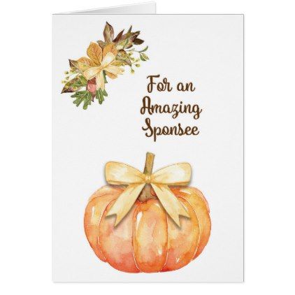 422x422 Watercolor Pumpkin Thanksgiving Card For Sponsee
