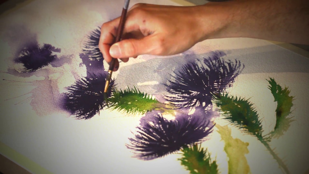 1280x720 Watercolor Thistle Painting By Joel Wright Art