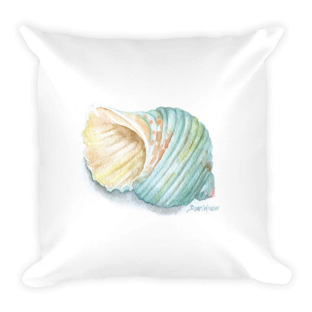 1000x1000 Green Turban Seashell Watercolor Throw Pillow Susan Windsor