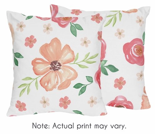 498x431 Peach And Green Decorative Accent Throw Pillows For Watercolor