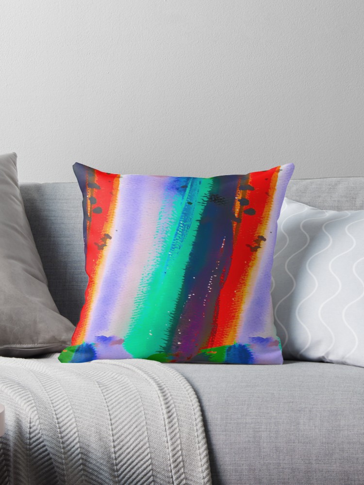 750x1000 Striped Watercolor Throw Pillows By Daria Rosen Redbubble