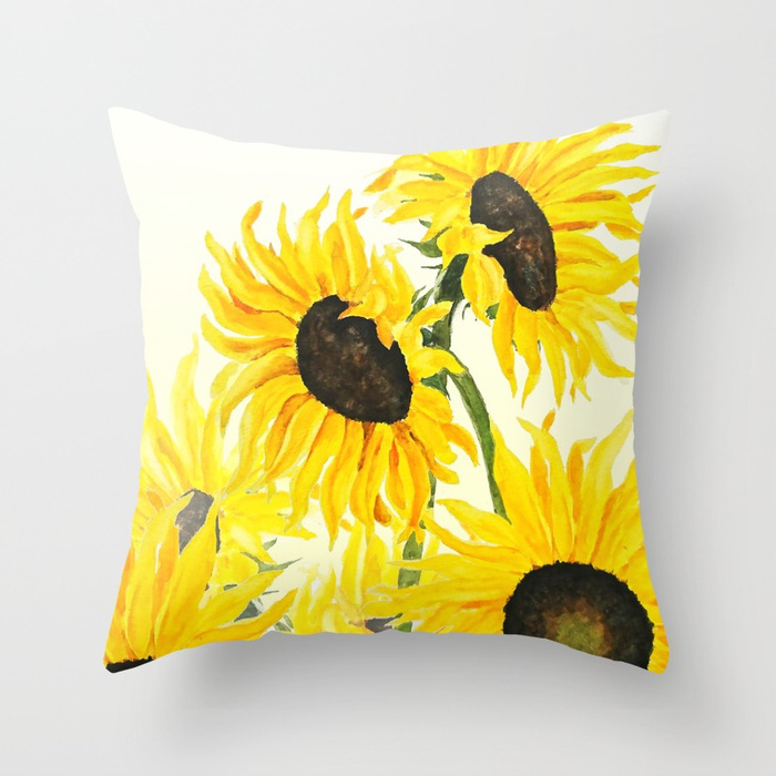 700x700 Sunflower Watercolor Throw Pillow Dotslevel