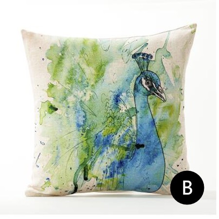 450x450 Watercolor Peacock Feather Throw Pillows For Living Room Linen