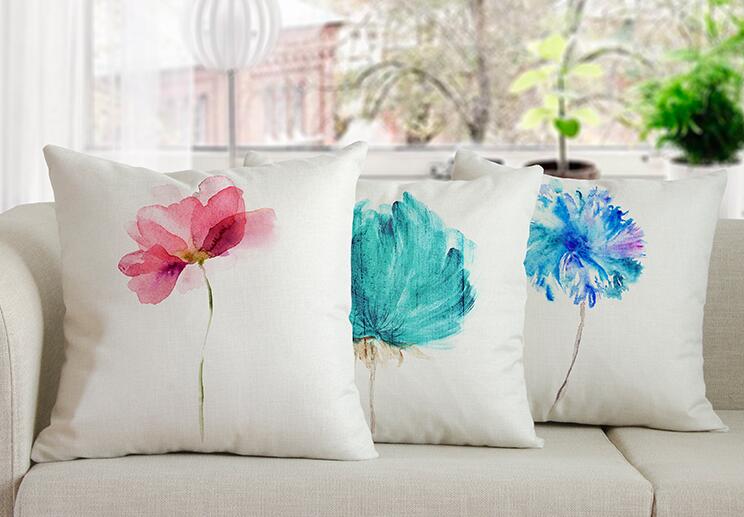 744x517 Blue Watercolor Throw Pillows For Living Room Nordic Style
