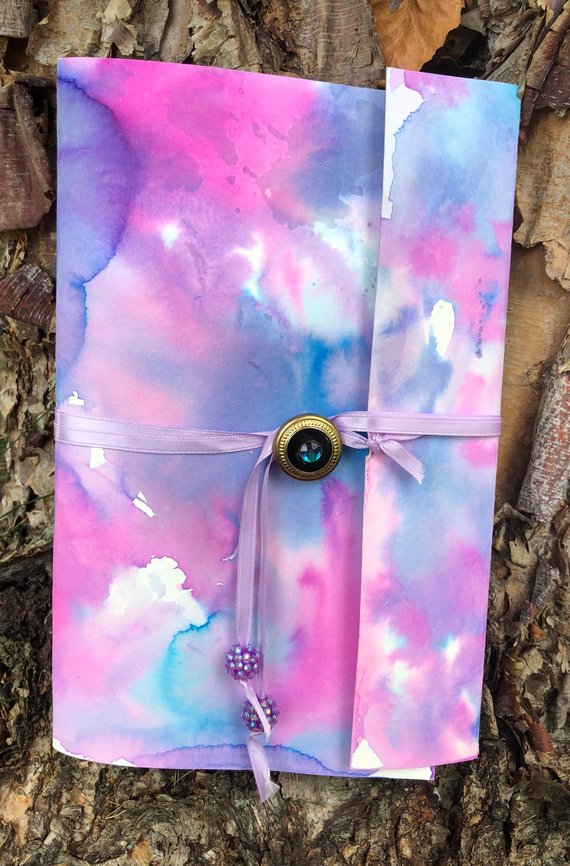 570x866 Midnight Magic Watercolor Tie Dye Sketchbook Purple Drawing Etsy