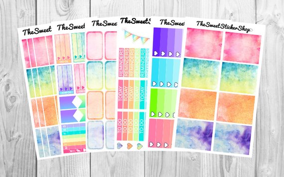 570x356 Watercolor Tie Dye 100 Stickers For Use With Erin Condren Etsy