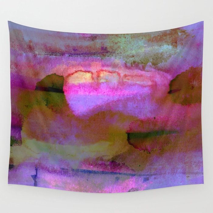 700x700 Watercolor Tie Dye Purple Sunset Painting Wall Tapestry By